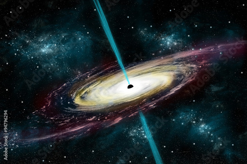 Vászonkép A black hole in deep space pulls in the surrounding matter