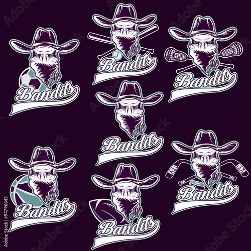 set of skull bandit sports labels