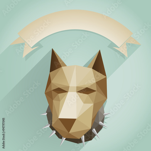 geometric dog / geometric background with dog and empty text space