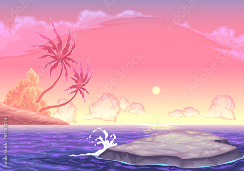 Romantic seascape in the sunset