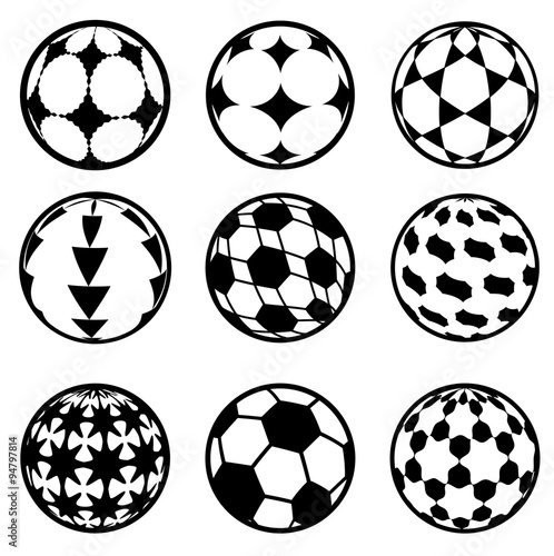 set of football and soccer balls