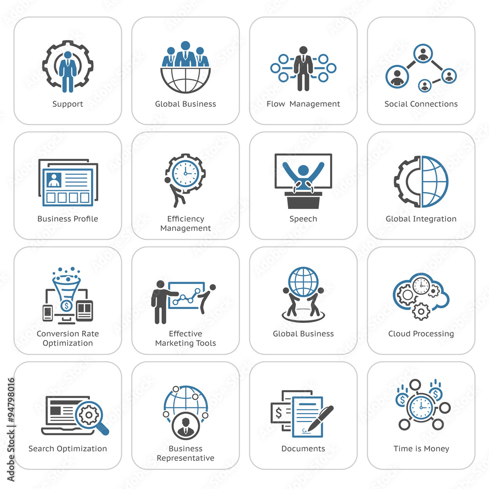 Flat Design Business Icons Set. Flat Design Business Icons Set.