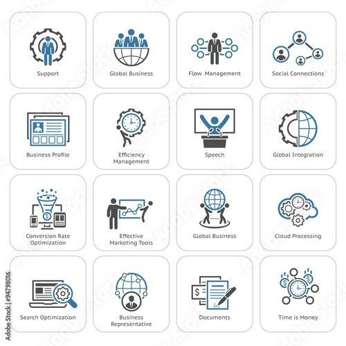 Flat Design Business Icons Set.