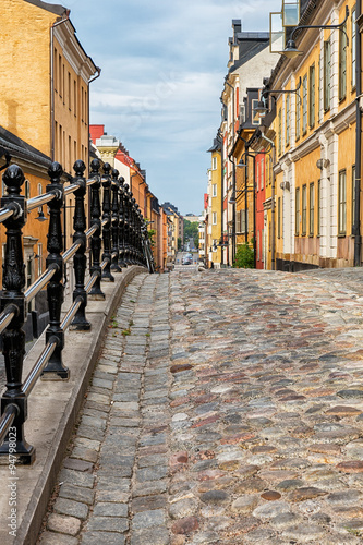 Picturesque street in Stockholm, Sweden.
