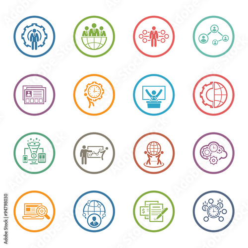 Flat Design Business Icons Set.