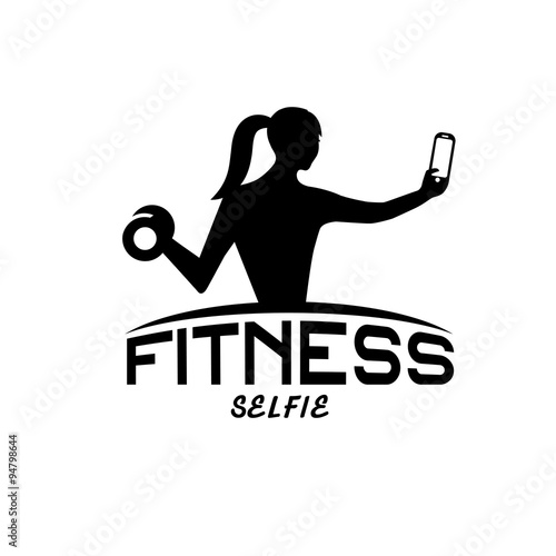woman of fitness silhouette character make selfie vector design