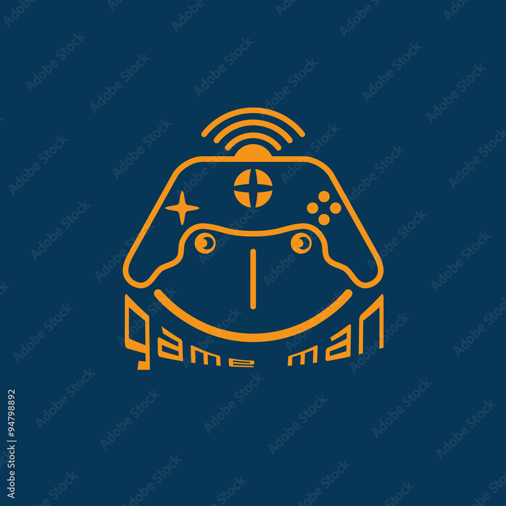 game man concept with game pad vector design template game man concept with game pad vector design template