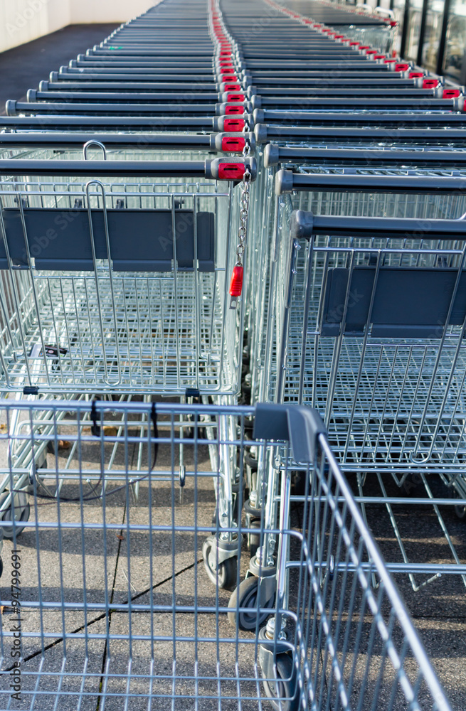 Row of supermarket trolleys