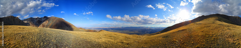 Panorama of Altai Mountains at sunset Panorama of Altai Mountains at sunset