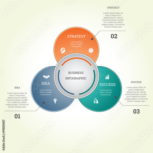 Infographic business template three text areas