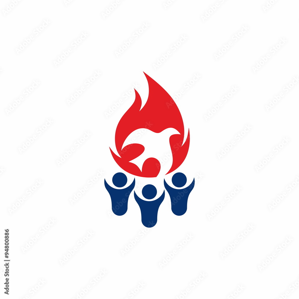 Flame, fellowship, people, silhouettes, symbol