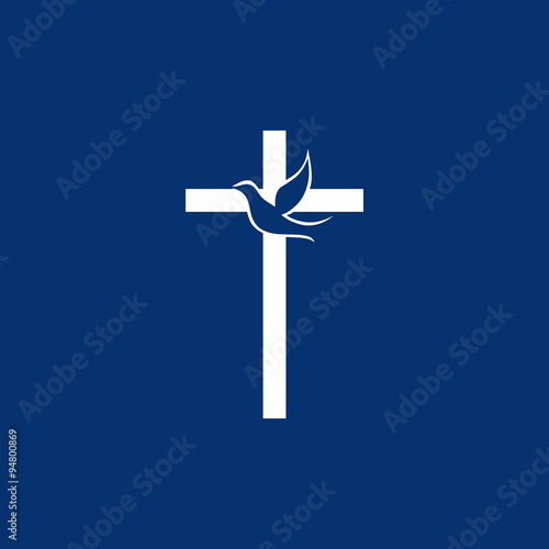 Cross and dove icon