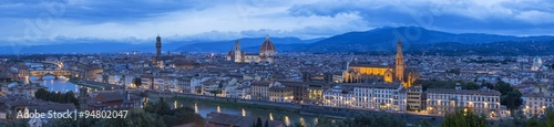 wide panorama of twilight above Florence in Italy