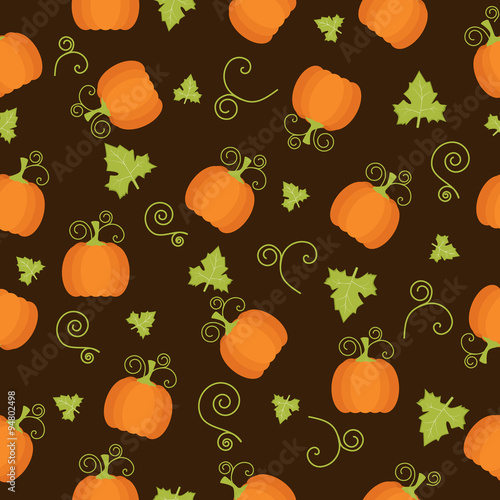 Vector seamless pattern with pumpkin