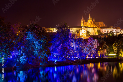 Prague in night during the Signal Festival 2015 photo