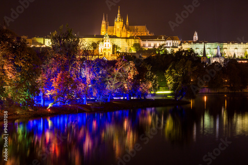 Prague in night during the Signal Festival 2015 photo