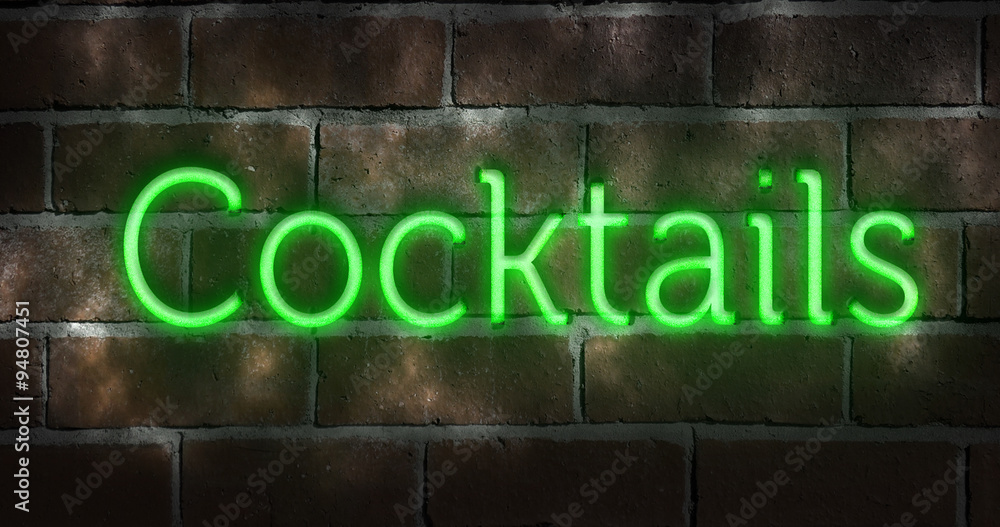 Green neon sign on a brick wall indicating Green neon sign on a brick wall indicating
