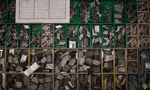 Metal Letters in a Printmaking Workshop in Camberwell, London, UK