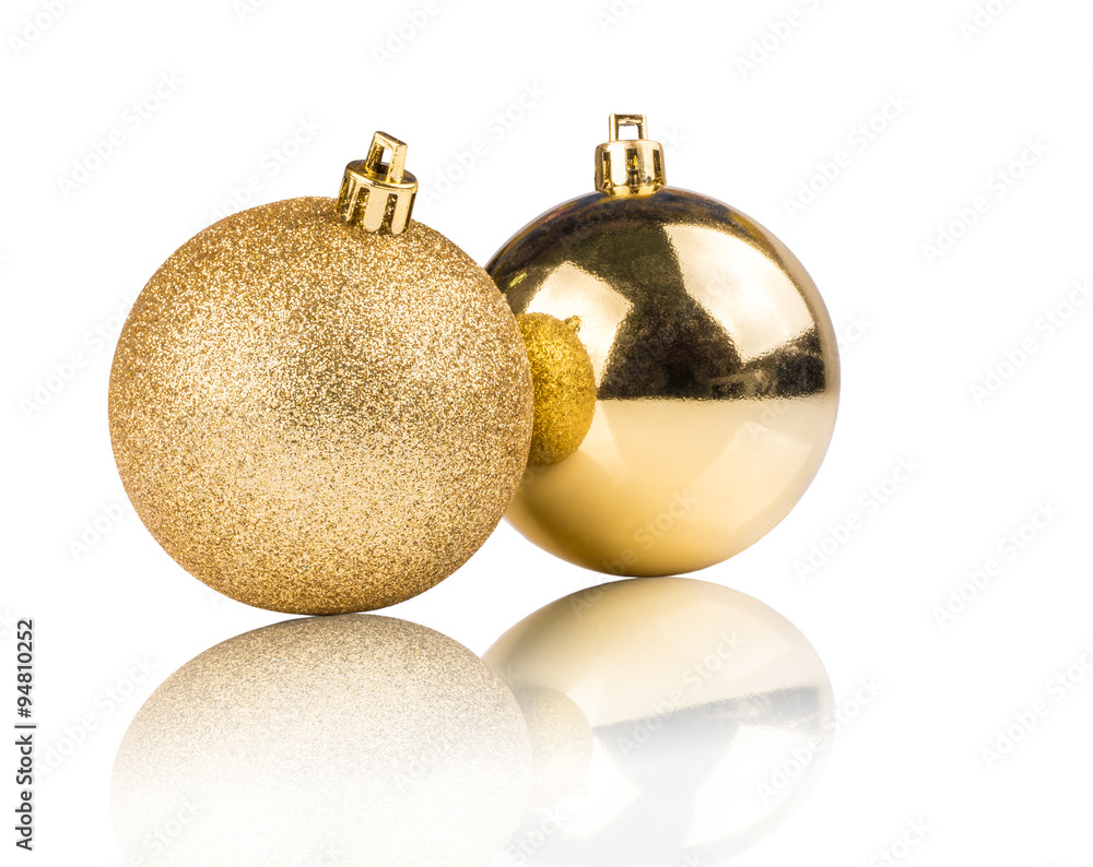 golden christmas ball for ornament isolated