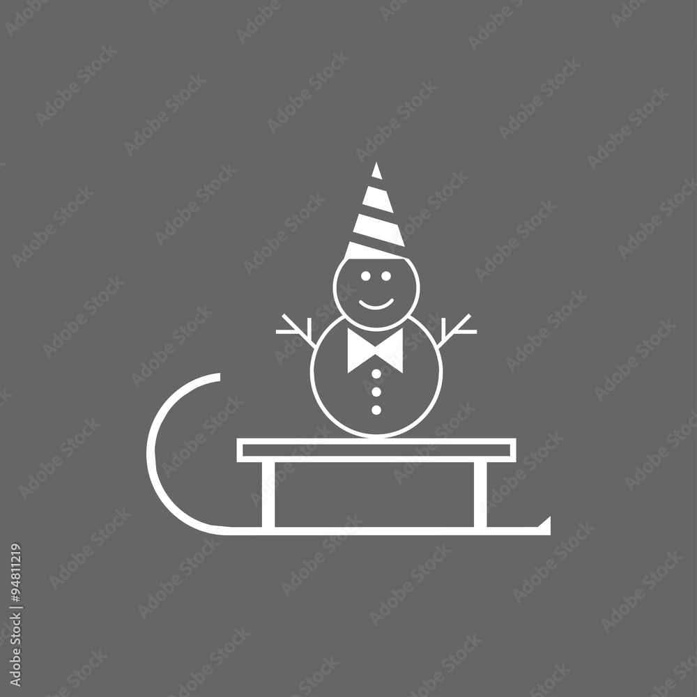 Obraz premium Vector snowman on a sled