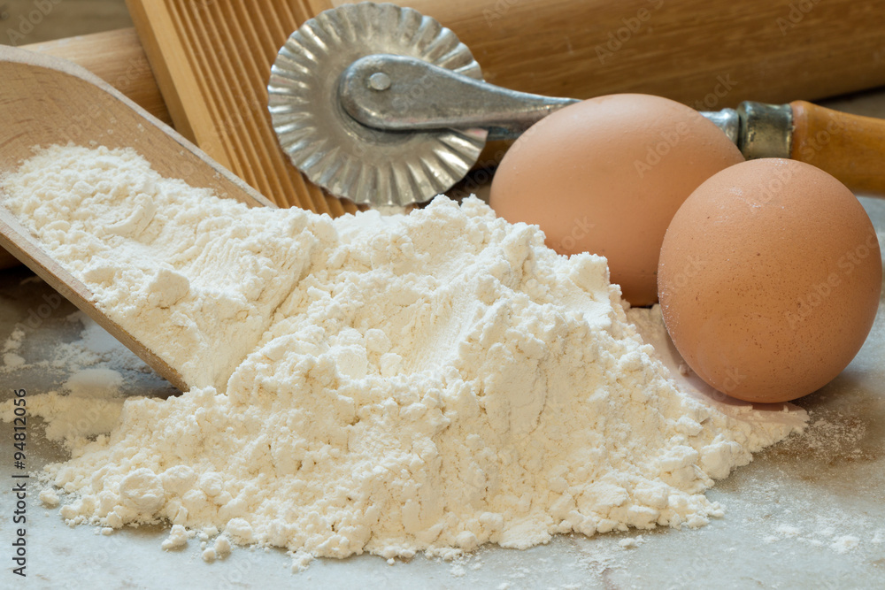 Eggs and flour for baking