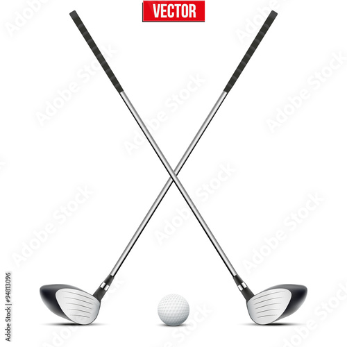 Golf clubs and ball. Vector.