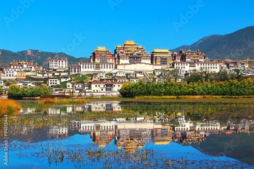 Songzanlin Temple also known as the Ganden Sumtseling Monastery, is a Tibetan Buddhist monastery    in Zhongdian city( Shangri-La), Yunnan province  China  and is closely Potala Palace in Lhasa   © jaturunp