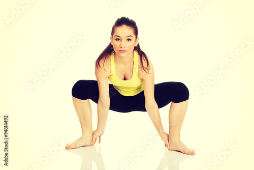 Woman doing stretching exercise.