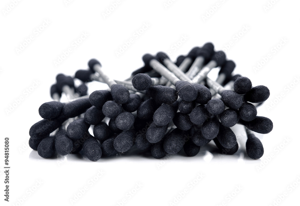 Cotton sticks,cotton wool,black-color on white background. Cotton sticks,cotton wool,black-color on white background.