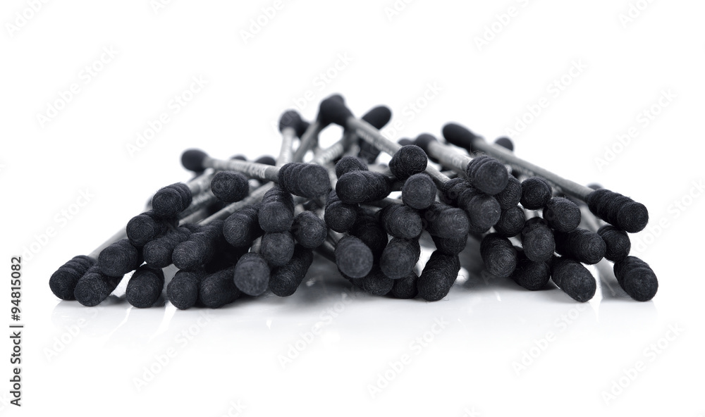 Cotton sticks,cotton wool,black-color on white background. Cotton sticks,cotton wool,black-color on white background.