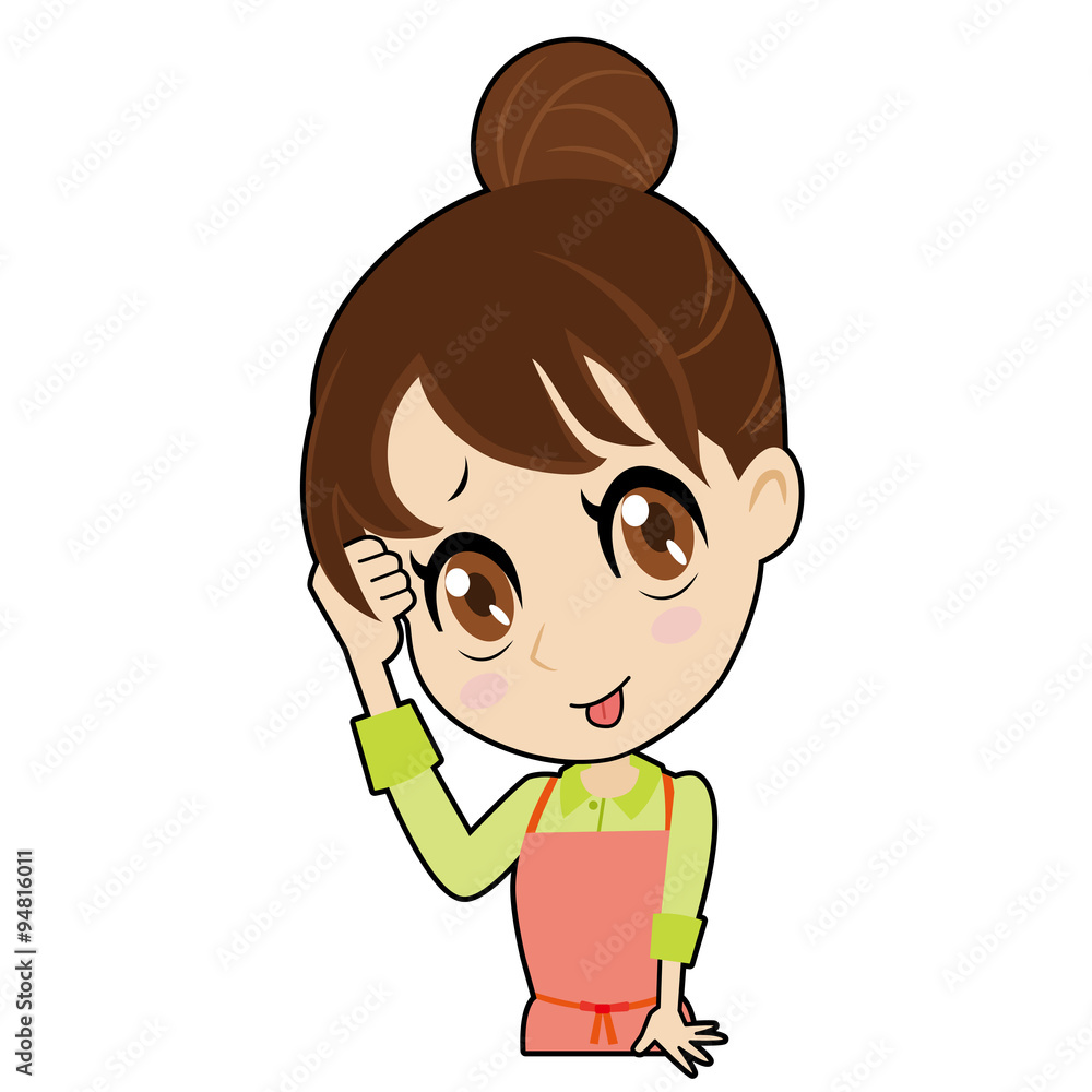 テヘペロする若い主婦