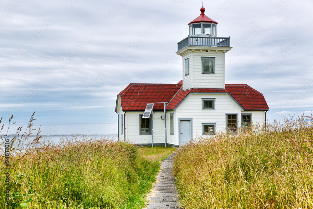 Historic lighthouse on Patos Island in the San Juan Islands, Washington state, built in 1893 Historic lighthouse on Patos Island in the San Juan Islands, Washington state, built in 1893
