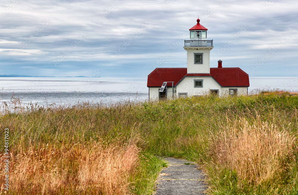 Historic lighthouse on Patos Island in the San Juan Islands, Washington state, built in 1893