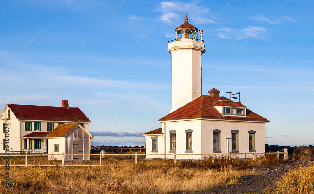 Port Townsend, Washington state. Old lighthouse in morning light.