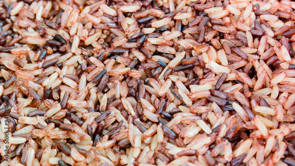 Riceberry Rice and brown rice in Thailand