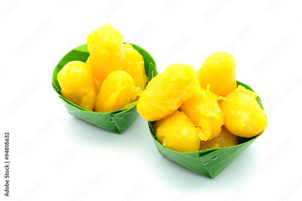 Gold egg yolks drops and Pinched gold egg yolks, ancient Thai Dessert Gold egg yolks drops and Pinched gold egg yolks, ancient Thai Dessert