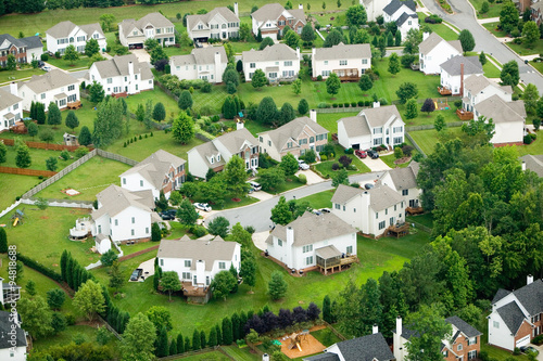 Obraz na plátne Aerial view of housing development in Charlotte, North Carolina