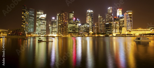 Night panorama of skyscrapers Marina Bay in Singapore. © De Visu