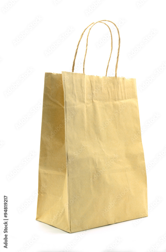 Blank brown paper bag isolated on white background Blank brown paper bag isolated on white background