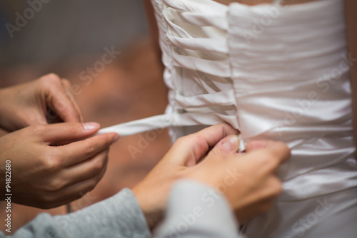 Billede på lærred Bride dress knotted
