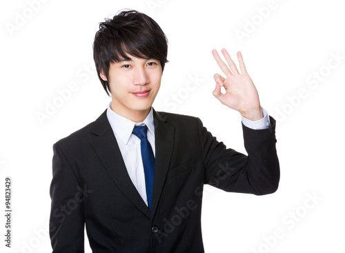 Asian Businessman with ok sign gesture