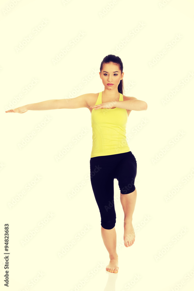 Fitness woman doing fitness exercise.