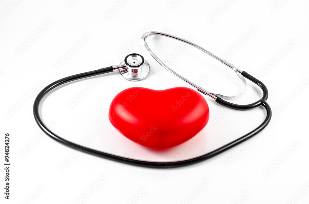 Medical stethoscope and heart on white background Medical stethoscope and heart on white background