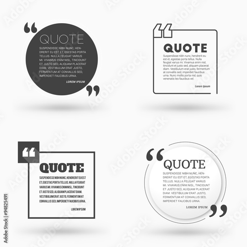 Set of Quote Blank Vector Design Templates. Vector Typographic Background Design. Quote Text Bubble