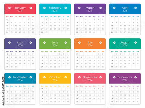2016 year calendar