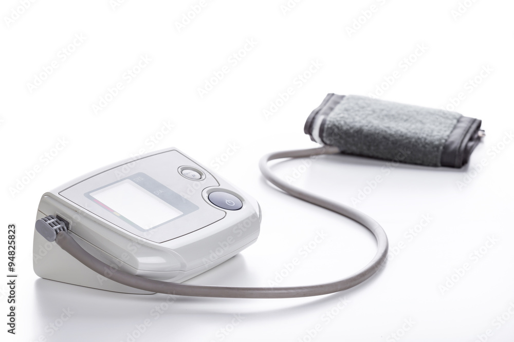 Digital Blood Pressure Monitor closeup on white Digital Blood Pressure Monitor closeup on white