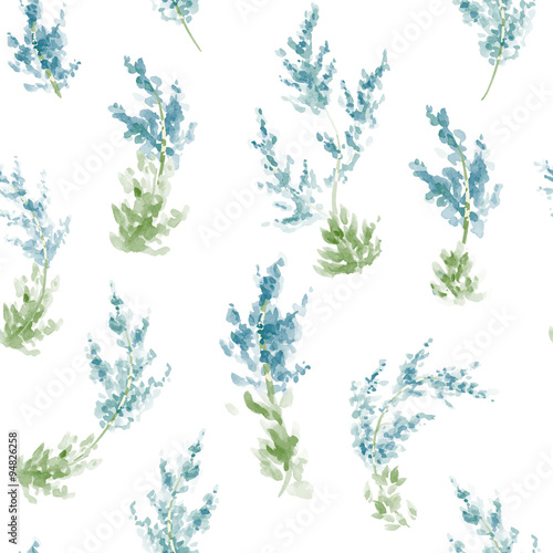 Hand painted watercolor flowers seamless pattern. Vector illustration