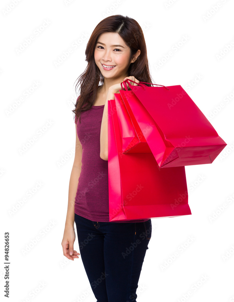 Young Woman hold with shopping bag Young Woman hold with shopping bag