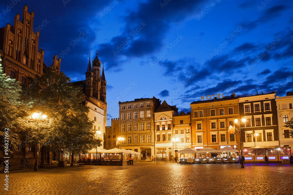 Old Town Square by Night in Torun