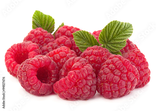 Raspberry fruit on white